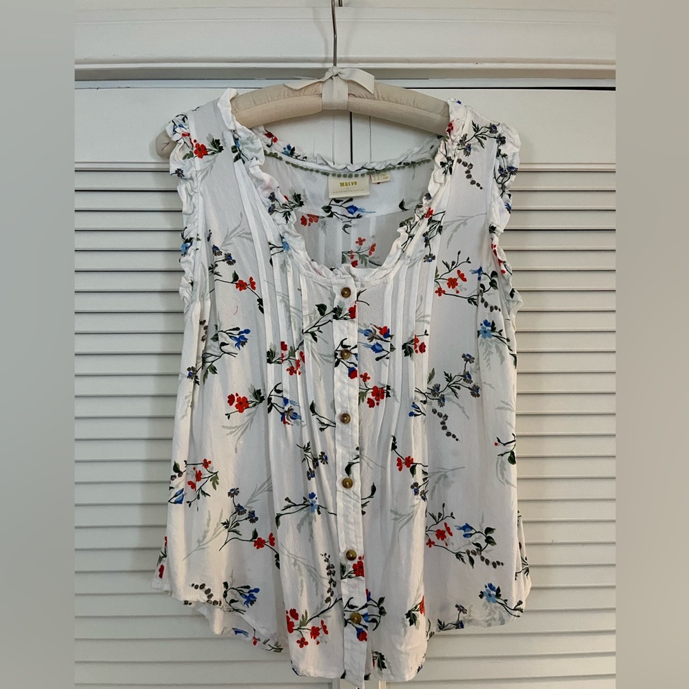 Maeve Top size 10 cream floral short sleeve knit